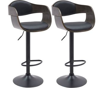 Lote de 2 taburetes de bar kingston simil cuero negro/gris 50x48x87 cm