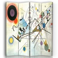 legendarte - biombo composicion viii - wassily kandinsky - separador de ambientes para interiores cm 145x170 4 paneles