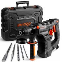 martillo perforador sds-plus dnipro-m bh-20 1650 w 55 j con 3 funciones velocidad variable embrague de seguridad y maletin