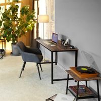 escritorio estilo industrial estructura de acero 100 cm madera oscura