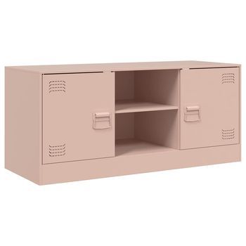Mueble Tv | Mueble De Salón | Armario Tv De Acero Rosa 99x39x44 Cm