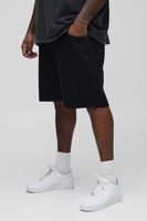 pantalon corto plus vaquero ajustado sin tratar negro