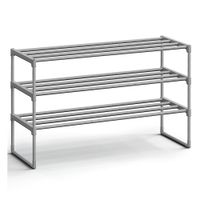 zapatero de varillas de metal gris  3 niveles 30 x 92 x 55 cm 