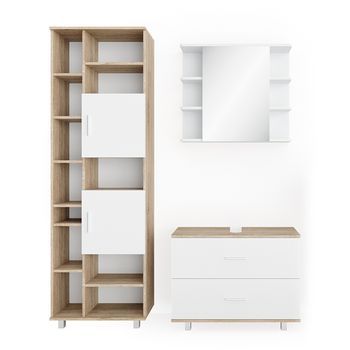 Conjunto De Muebles De Baño Ilias 3 Piezas, Con Mueble Bajo 80 Cm Vicco