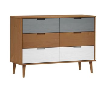 Aparador mueble de almacenamiento - madera maciza de pino marrón 113x40x80 cm