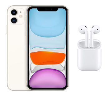 APPLE iPhone 11 & AirPods with Charging Case (2nd generation) Bundle - 128 GB, White, White