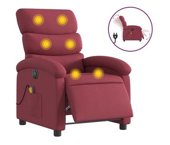 Vidaxl sillón de masaje reclinable eléctrico tela rojo tinto