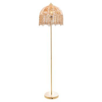 Lampara Suelo Metal/rattan/madera