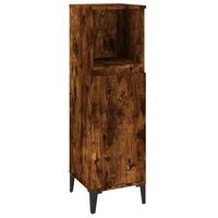 armario de bano madera contrachapada roble ahumado 30x30x100 cm vidaxl