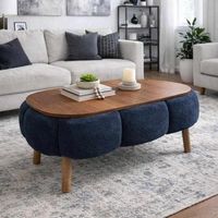 mesa baja de madera papatya - 98 x 68 x 45 cm - gris antracita