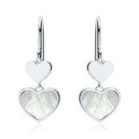 pendientes corazones de plata 925 y nacar