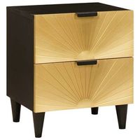 mesa de noche - mueble de dormitorio - madera de ingenieria - negro y dorado 40x33x46cm
