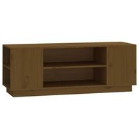 mueble tv  mueble de salon  armario tv madera maciza de pino marron miel 110x35x405 cm