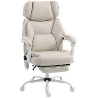 homcom silla de escritorio ejecutiva reclinable con masaje vibratorio calor lumbar reposacabezas 70x755x1225 cm crema   aosom espana