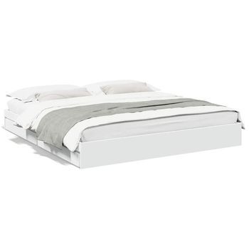 Estructura Cama Con Cajones Madera Ingeniería Blanca 180x200 Cm Vidaxl