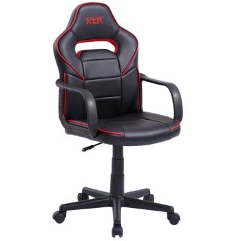 Silla de Escritorio Gamer Polipiel ADEC XTR Junior - Negro/Rojo