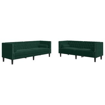 Set De Sofás Chesterfield Con Cojines 2 Piezas Terciopelo Verde Vidaxl