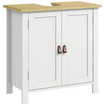 Mueble De Baño Bajo Lavabo De Mdf Y Aglomerado, 2 Puertas, 60 X 30 X 60 Cm – Blanco