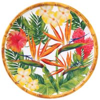 plato grande de melamina con estampado de flores exoticas o 28 cm