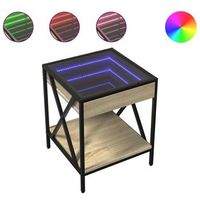 mesita de noche  mesilla de noche con infinity led roble sonoma 40x40x49 cm