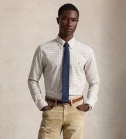 polo ralph lauren para hombre 710922273500 camisa oxford con cuadros custom fit blanco roto l casual algodon manga larga
