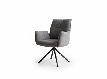 Sillón de comedor giratorio 360 tapizado en tejido gris 64x61x85 cm