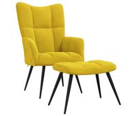 vidaxl sillon relajante con taburete de terciopelo amarillo mostaza