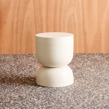 Mesa auxiliar, rincón de sofá, mesita metal ø32 x h42cm, crema