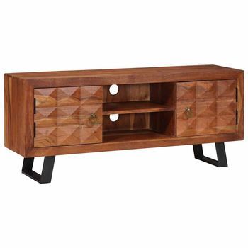 Mueble De Tv | Mueble De Salón | Gabinete De Tv Con Estante Marrón Miel 112 X 30 X 48 Cm