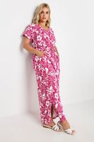 yours vestido largo de algodon con flores rosas mujer curvy y tallas grandes yours