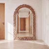 espejo en arco de madera de mango tallada 122x183 cm