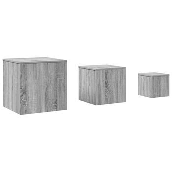 3 Piezas Mesitas Auxiliar | Mesa De Apoyoes Madera Contrachapada Gris Sonoma