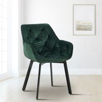 silla de comedor con reposapies en terciopelo verde