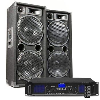 Combinación de altavoces y amplificador Fenton MAX212 2800W Bluetooth USB MP3