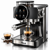 maquina de cafe superautomatica con molinillo integrado 20 bar 1350w cafetera espresso tolva de granos 100g deposito 18l portafiltro 51mm vaporizador de leche espresso frio y caliente