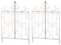 set de 2  reja para plantas en metal marron antiguo