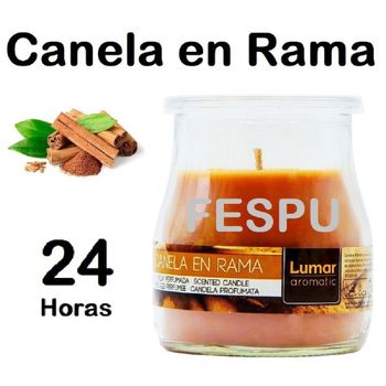 Velas Aromáticas VELAS LUMAR Canela en Rama en Vaso de Vidrio Perfumadas 24 Horas Duración