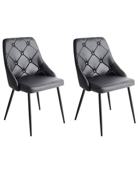 Conjunto de 2 sillas de comedor  piel sintética negro