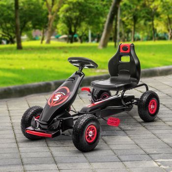 Go Kart A Pedales Para Niños 5-12 Años Asiento Ajustable Rojo Homcom