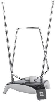 One For All - Antena de TV para Interior Amplificada - Recibe TDT en un Rango de 5km - Antena HDTV Digital - Incluye Cable Coaxial de Alto Rendimiento - VHF/UHF - Gris - SV9305