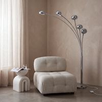 lampara de pie de 5 brazos de metal cromado alt 198 cm