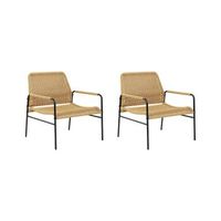 conjunto de 2 sillas de ratan sintetico beige negro natural metal moderno exterior prasimo