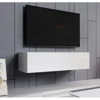 mueble tv  mueble de television  colgante  mueble de salon  1 puerta 2 compartimentos  120x30x40cm  modelo aitana m1  blanco acabado en brillo