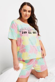 Yours Pijama Corto Tie Dye En Tonos Pastel