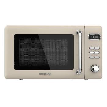 Cecotec Microondas Digital con Grill de 20 L Proclean 5110 Retro Beige. 700 W en 5 Niveles, Temporizador hasta 60 mins