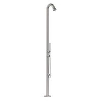 ducha exterior inox satinada con mezclador y lavabo para piscina 3 vias