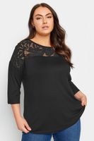 yours top negro panel malla floral mujer curvy y tallas grandes yours