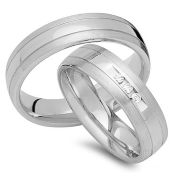 Alianzas 14 quilates oro blanco 3 diamantes