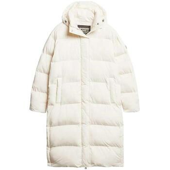 Superdry Abrigo de plumas Doudoune Longline blanche para mujer