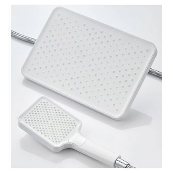 Pack Cabezal Techo Y Alcachofa Ducha Cuadrados Blancos Bl-3003-dz  | Blanco